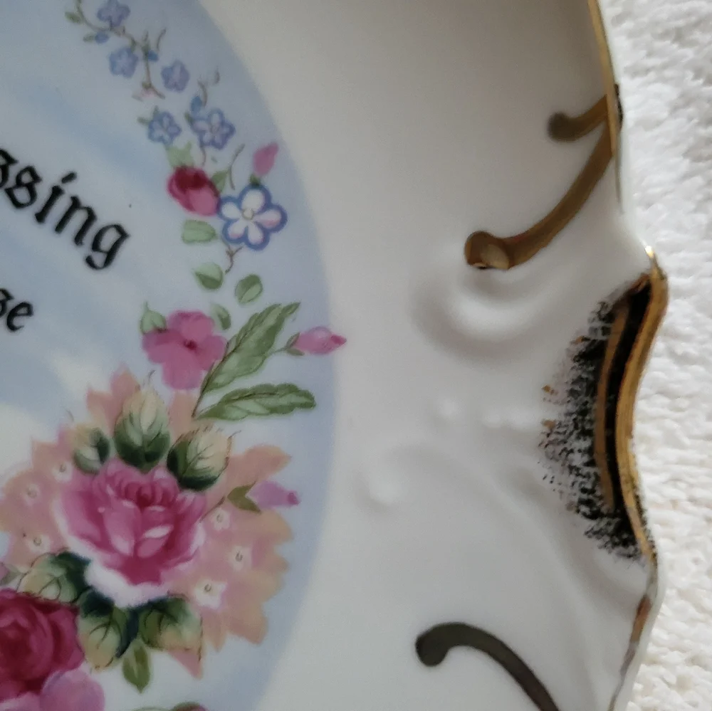 VTG House Blessing Plate With 18 K Gold Trim